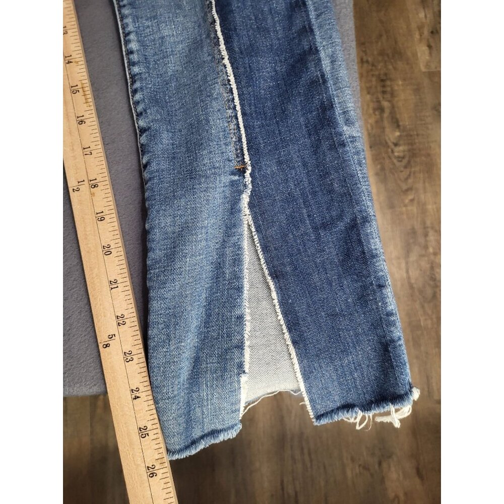 BLANK NYC Shadow Seam Distressed Two-Tone Blue Skinny Jeans Womens SZ 28 Cropped - Picture 8 of 14